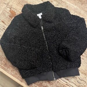 SPLENDID girls black sherpa like jacket coat size 7-8